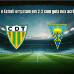 Tondela e Estoril empatam em 2-2 com gols nos acréscimos