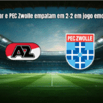 AZ Alkmaar e PEC Zwolle empatam em 2-2 em jogo emocionante