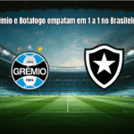 Grêmio e Botafogo empatam em 1 a 1 no Brasileirão