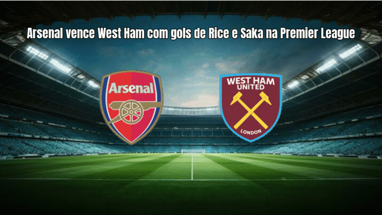 Arsenal vence West Ham com gols de Rice e Saka na Premier League