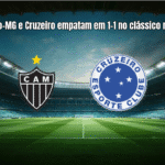Atlético-MG e Cruzeiro empatam em 1-1 no clássico mineiro