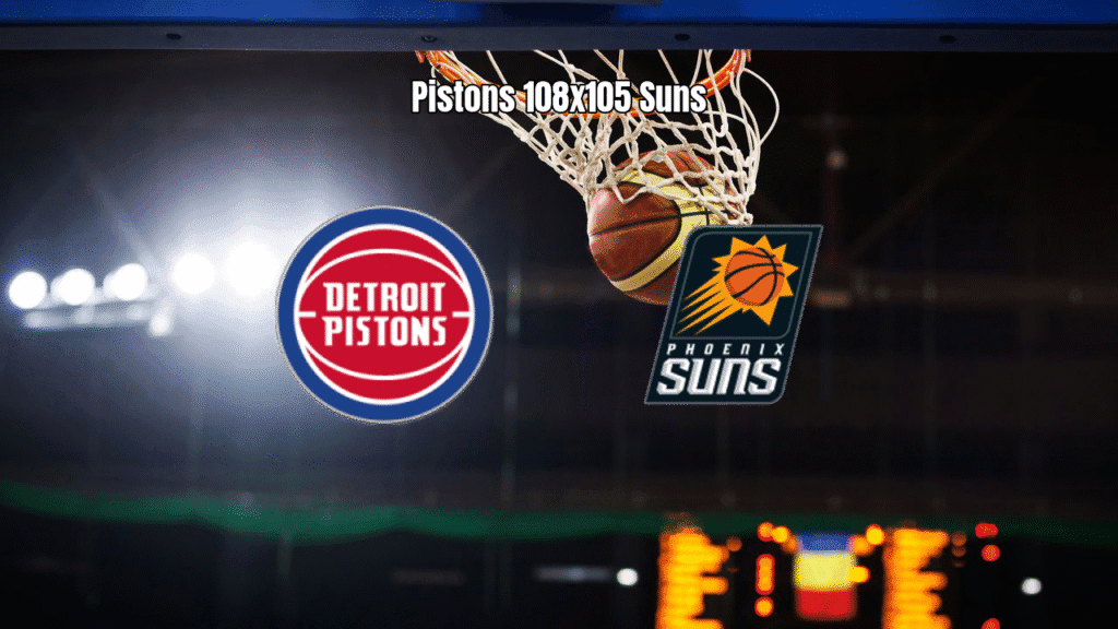 Detroit Pistons vence Phoenix Suns por 108 a 105 na NBA