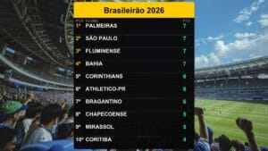 Palmeiras lidera Brasileirão 2026 com 7 pontos em 24/02/2026