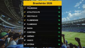 Palmeiras lidera o Brasileirão 2026 com 19 pontos em 31/03/2026