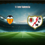 Valencia e Rayo Vallecano empatam em 1 a 1 no Mestalla