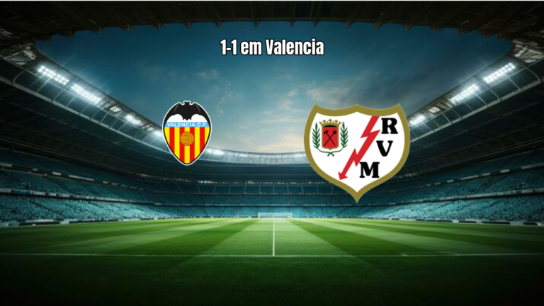 Valencia e Rayo Vallecano empatam em 1 a 1 no Mestalla