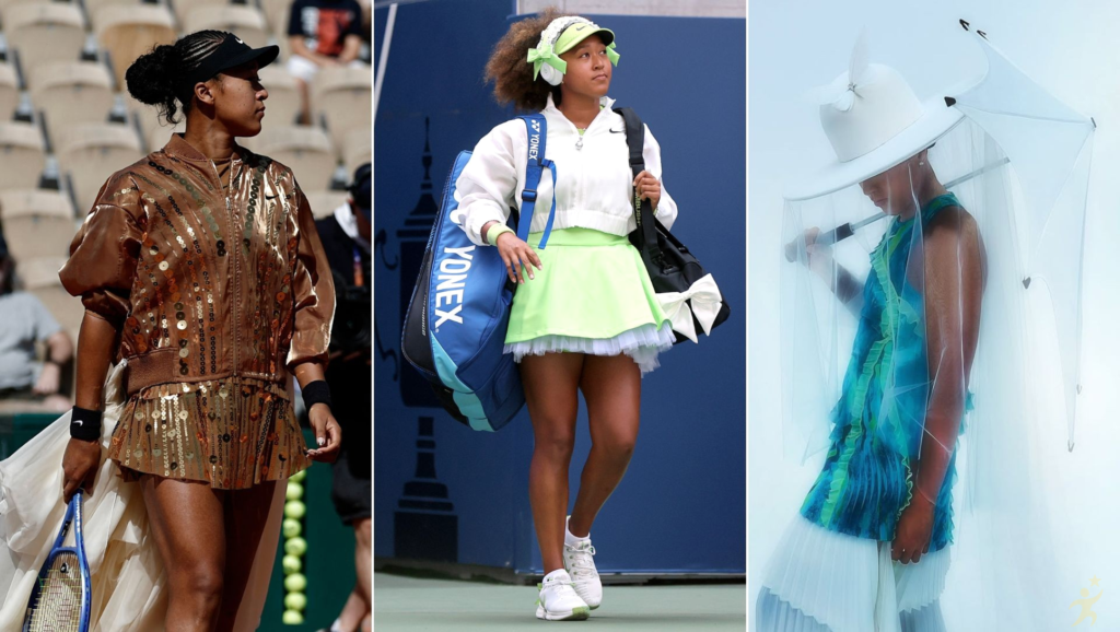 Naomi Osaka transforma quadra em passarela com looks luxuosos