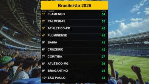 08/09/2026 - Flamengo lidera Brasileirão 2026 com 54 pontos