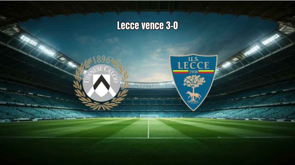 Lecce domina e vence a Udinese por 3 a 0 na Serie A